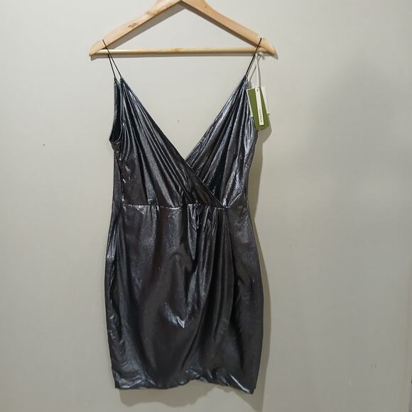 LILYSILK Silk Dress Womens Medium Silver Metallic Wrap Layered Skirt NWT - Picture 11 of 11